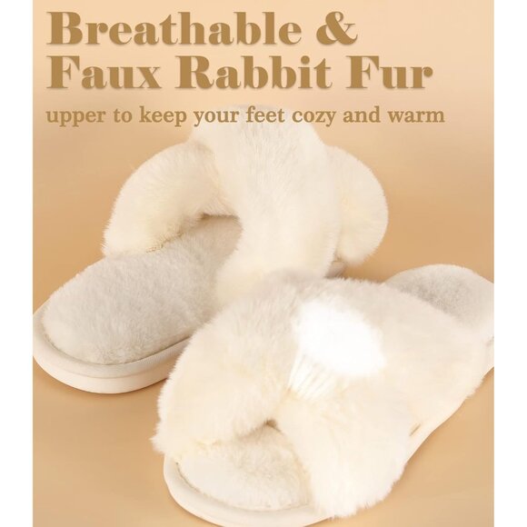 Stylish Memory Foam Open Toe Slippers with Non-Slip TPR Sole - Women’s Size 7-8 - Picture 4 of 7